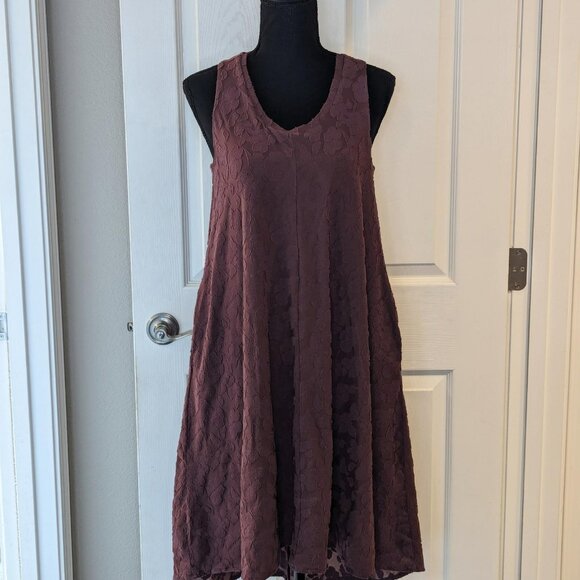 Simply Vera Wang Plum Hi‎ Lo Tank Lace Dress Side Pockets - Picture 1 of 7